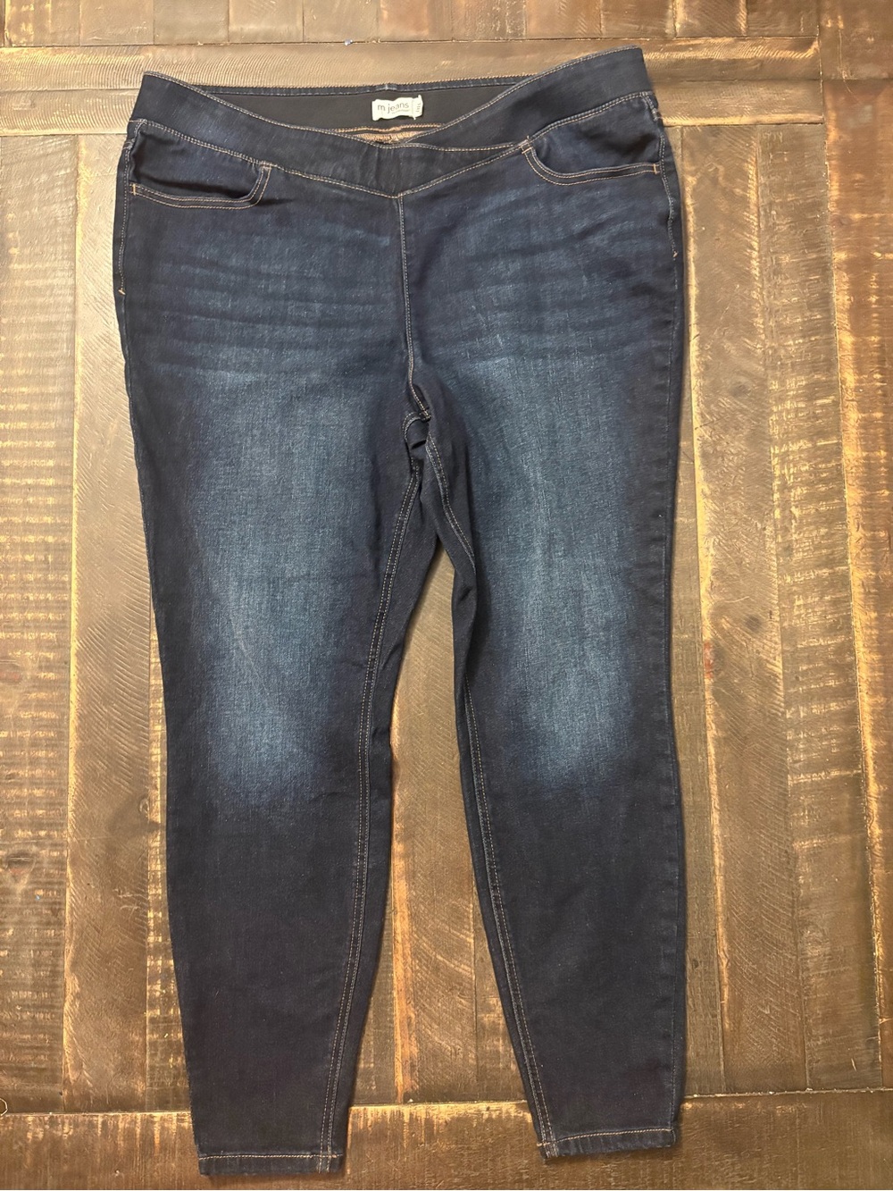 Maurices Women's Dark Indigo Super Skinny High Rise Jeans Pull-On Elastic Waist